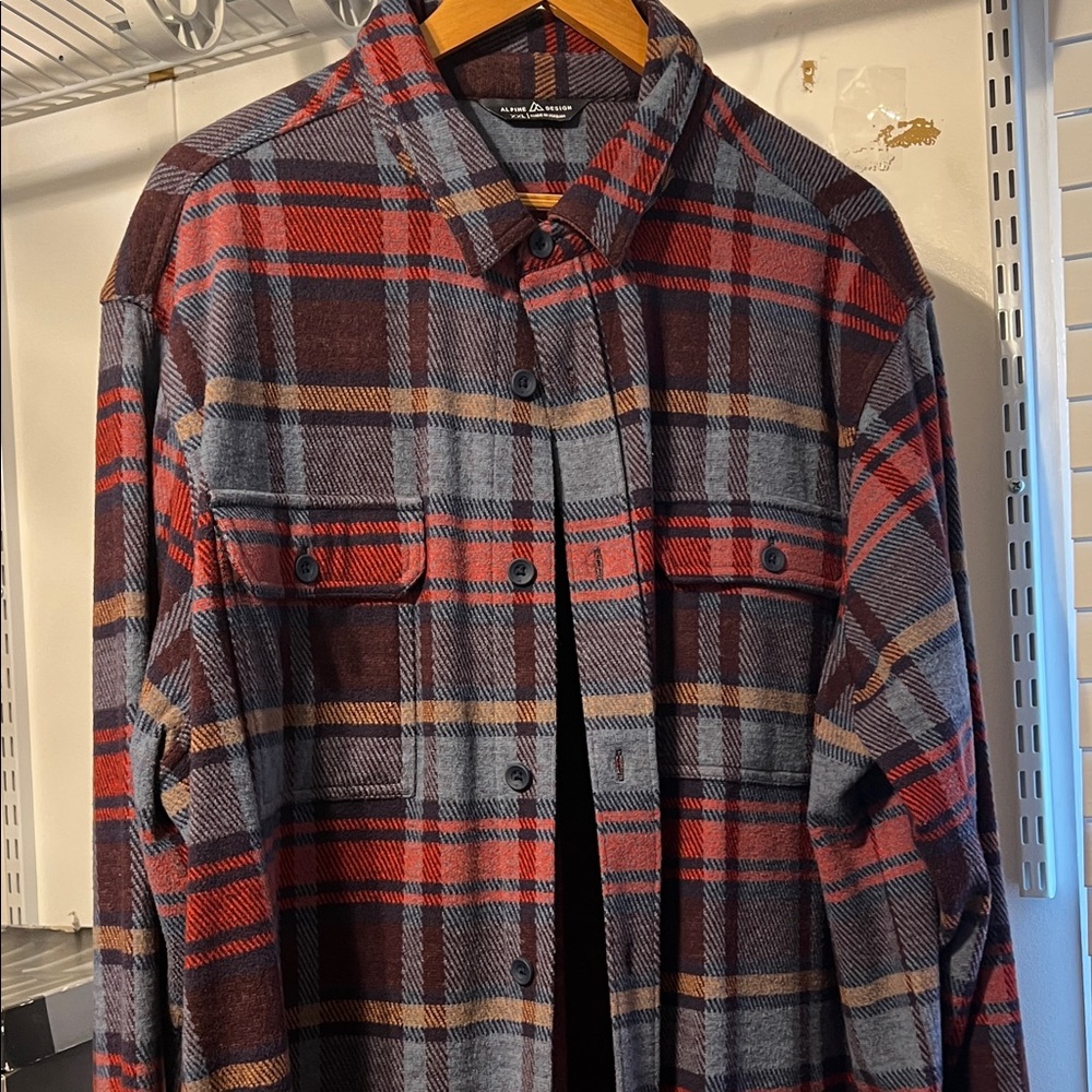 Alpine Design Red and Brown Plaid Shirt Jacket